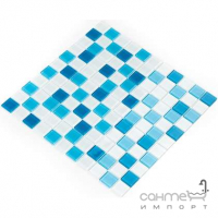 Стеклянная мозаика Kotto Ceramica GM 4019 C3 blue d/blue m/white 300х300х4 (25х25)