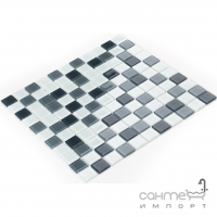 Стеклянная мозаика Kotto Ceramica GM 4043 C3 Steel d/Steel m/white 300х300х4 (25х25)
