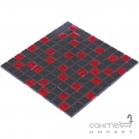 Стеклянная мозаика Kotto Ceramica GM 8005 C2 Red Silver S6/Black/ 300х300х8 (25х25)