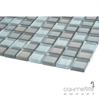 Скляна мозаїка Kotto Ceramica GM 8011 C3 Silver grey brocade/Medium Grey/Grey Silver 300х300х8 (25х25)