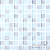 Скляна мозаїка Kotto Ceramica GM 8015 C2 Silver S5/White/ 300х300х8 (25х25)