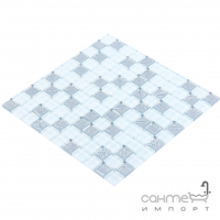 Стеклянная мозаика Kotto Ceramica GM 8015 C2 Silver S5/White/ 300х300х8 (25х25)