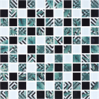 Стеклянная мозаика Kotto Ceramica GMP 0825021 С3 print 24/white/black 300x300х8 (25х25) (пальмовые листья)