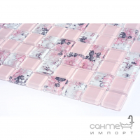 Стеклянная мозаика Kotto Ceramica GMP 0825008 С2 print 8/pink w 300x300х8 (25х25) (цветы)