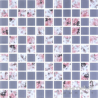 Скляна мозаїка Kotto Ceramica GMP 0825009 С2 print 8/grey w mat 300x300х8 (25х25) (квіти)