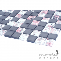 Скляна мозаїка Kotto Ceramica GMP 0825009 С2 print 8/grey w mat 300x300х8 (25х25) (квіти)