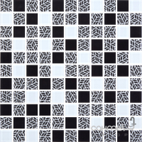 Стеклянная мозаика Kotto Ceramica GMP 0825011 С3 print 10/black/white 300x300х8 (25х25)