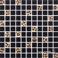 Стеклянная мозаика Kotto Ceramica GMP 0825042 С2 print 41/black 300x300х8 (25х25) (леопард)