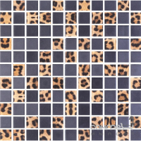 Скляна мозаїка Kotto Ceramica GMP 0825043 С2 print 41/black mat 300x300х8 (25х25) (леопард)
