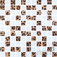 Стеклянная мозаика Kotto Ceramica GMP 0825044 С2 print 41/white mat 300x300х8 (25х25) (леопард)