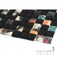 Стеклянная мозаика Kotto Ceramica GMP 0825047 С2 print 44/black mat 300x300х8 (25х25) (цветы)