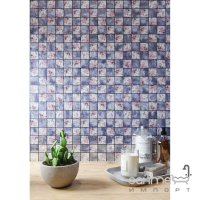 Стеклянная мозаика Kotto Ceramica GMP 0848009 СС print 8/print 39 300x300х8 (48х48) (цветы и серый бетон)