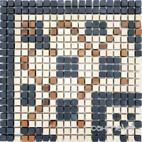 Мозаїчне панно Kotto Ceramica MI7 К060801 Lviv Legends кут фриза Beige/Noce/Nero (килим, геометричний візерунок)