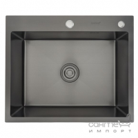 Прямокутна кухонна мийка Gappo GS 6050-6 PVD матова чорна, нерж. сталь SUS 201, сифон + коландер