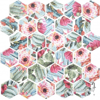 Керамічна мозаїка гексагон Kotto Ceramica HEXAGON HP 6024 295х295х9 (квіти та кактуси)