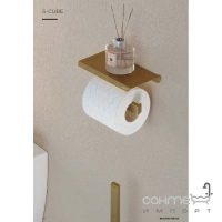 Тримач для туалетного паперу з поличкою Sonia S-cube 182169 золото браш