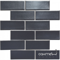 Керамическая мозаика кабанчик Kotto Ceramica Brick B 6022 Grafit Black 300x300х9 (48х124) полезная площадь 0,075 м2