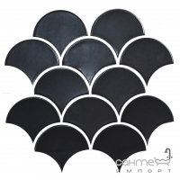 Керамическая мозаика чешуя моноколор Kotto Ceramica Scales SC X 6022 Graphite Black 300x300x9 (93x87) 0,075 м2