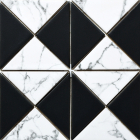 Керамическая мозаика треугольник под мрамор Kotto Ceramica Triangle RT X2 69003 Black Mat/print 50 210x210x9 (73x73)
