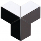 Керамическая мозаика трапеция Kotto Ceramica T X3 69001 White/Black Mat/Grey Shedol 262x264x9  (62x147) 0,043 м2