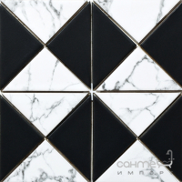 Керамічна мозаїка трикутник під мармур Kotto Ceramica Triangle RT X2 69003 Black Mat/print 50 210x210x9 (73x73)