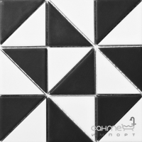 Керамическая мозаика треугольник под мрамор Kotto Ceramica Triangle RT XX2 69001 White/Black Mat 300x300x9 (73x73)