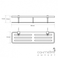 Поличка металева прямокутна Bemeta Cytro 146208062 хром