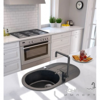 Овальная гранитная кухонная мойка на одну чашу с сушкой Axis Group Malibu 30 1.102.211.10 Black черная