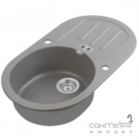 Овальна гранітна кухонна мийка на одну чашу з сушінням Axis Group Malibu 30 1.102.211.50 Moonlight Grey сіра