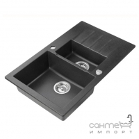 Прямокутна гранітна кухонна мийка на півтори чаші із сушінням Axis Group Mojito 120 1.101.151.10 Black чорна