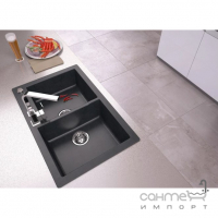 Прямокутна гранітна кухонна мийка на дві чаши Axis Group Mojito 140 1.101.140.10 Black чорна