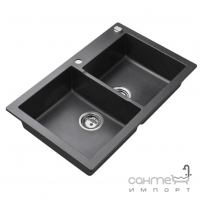 Прямокутна гранітна кухонна мийка на дві чаши Axis Group Mojito 140 1.101.140.10 Black чорна