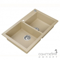 Прямокутна гранітна кухонна мийка на дві чаши Axis Group Mojito 140 1.101.140.20 Beige бежева