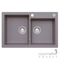 Прямокутна гранітна кухонна мийка на дві чаши Axis Group Mojito 140 1.101.140.50 Moonlight Grey сіра