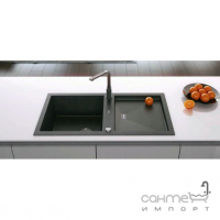 Прямокутна гранітна кухонна мийка на одну чашу із сушінням Axis Group Slide 200 1.150.160.10 Black чорна