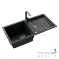 Прямокутна гранітна кухонна мийка на одну чашу із сушінням Axis Group Slide 200 1.150.160.10 Black чорна