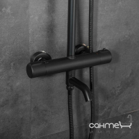 Душевая стойка с смесителем-термостатом для ванны Gappo G24790-6 матовая черная