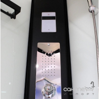 Квадратный гидромассажный бокс Dusel DSC-DU513-90B профиль черный, прозрачное стекло, задние стенки белые