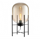 Настільна лампа з великим скляним плафоном на ніжках Friendlylight Glass Oval FL8020 чорна/бурштинове скло