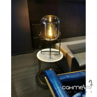 Настільна лампа з великим скляним плафоном на ніжках Friendlylight Glass Oval FL8019 чорна/димчасте скло
