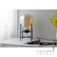 Настільна лампа з великим скляним плафоном на ніжках Friendlylight Glass Oval FL8020 чорна/бурштинове скло