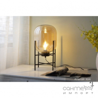 Настольная лампа с большим стеклянным плафоном на ножках Friendlylight Glass Oval FL8020 черная/янтарное стекло