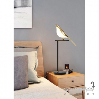 Настольная лампа с плафоном в форме птички Friendlylight Bird TL-1 10W 3000K FL8024 черная/золотая