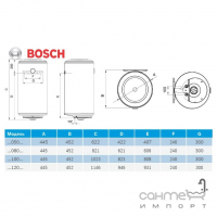 Бойлер 50л Bosch Tronic TR2000T 50 B мокрий тен, 1,5 кВт