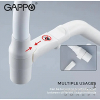 Змішувач для кухні з гнучким виливом та зливом для фільтрованої води Gappo G4398-88 білий