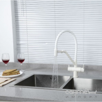 Змішувач для кухні з гнучким виливом та зливом для фільтрованої води Gappo G4398-88 білий