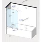 Шторка на ванну Weston WK3 900x450x1400 профиль хром/прозрачное стекло, закругленное