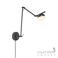 Світильник-бра з довгою ніжкою, шарнірами та круглим плафоном Nordlux Contina 2010971003 чорний/білий