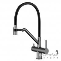 Змішувач для кухні з гнучким виливом та зливом для фільтрованої води Gappo G4398-89 збройова сталь