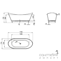 Овальная отдельностоящяя ванна Amidicon Capri 170 белая матовая